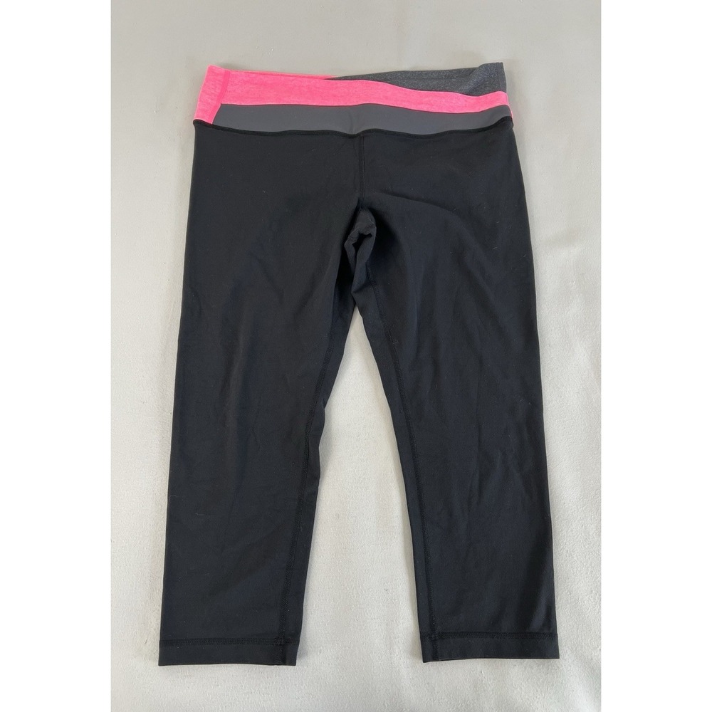 Lululemon Women's Crop Leggings Waistband size 10 Black Pink